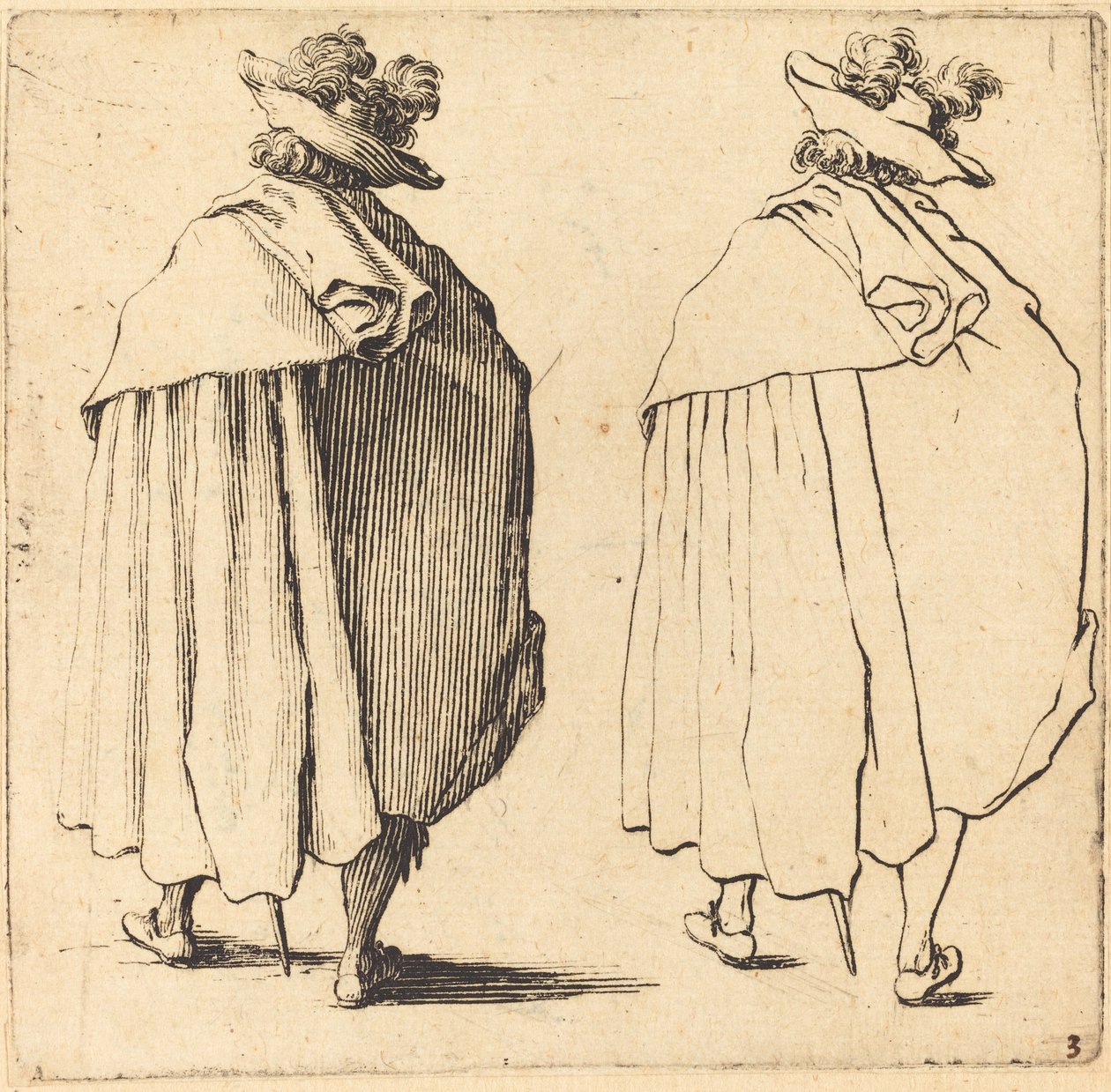 Homme en manteau, vu de dos - Jacques Callot