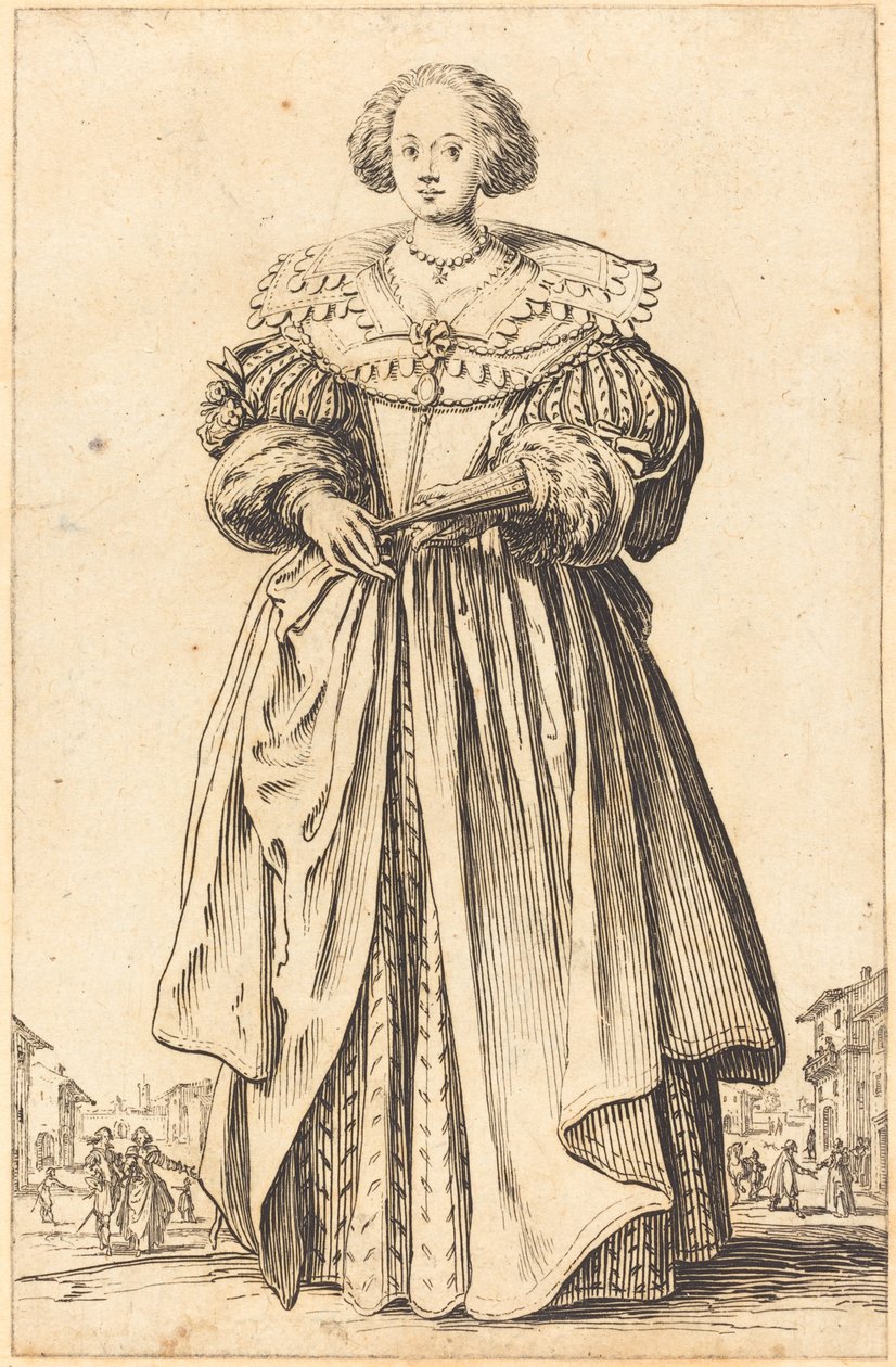 Noble femme avec éventail - Jacques Callot