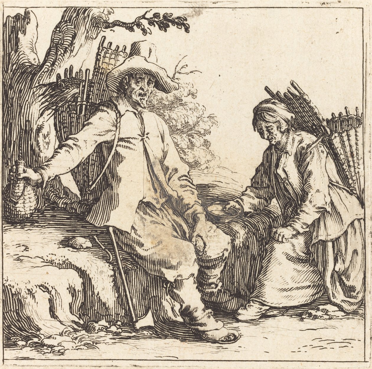 Couple de paysans au repos - Jacques Callot