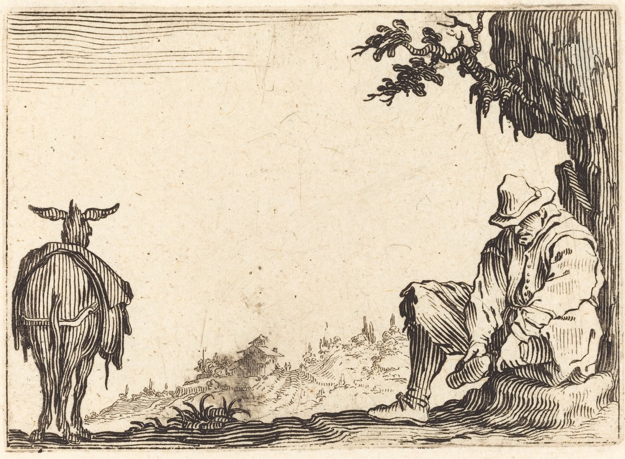 Paysans enlevant sa chaussure - Jacques Callot