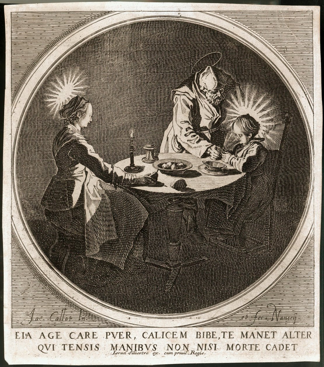 La Sainte Famille à table ... (gravure) - Jacques Callot