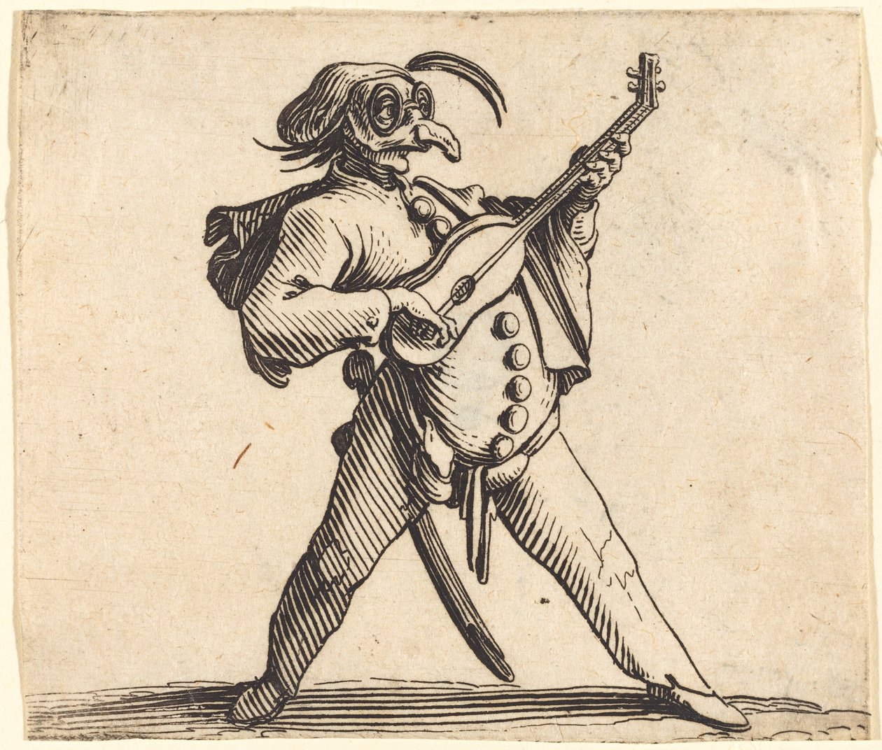 Le Comédien Masqué Jouant de la Guitare - Jacques Callot