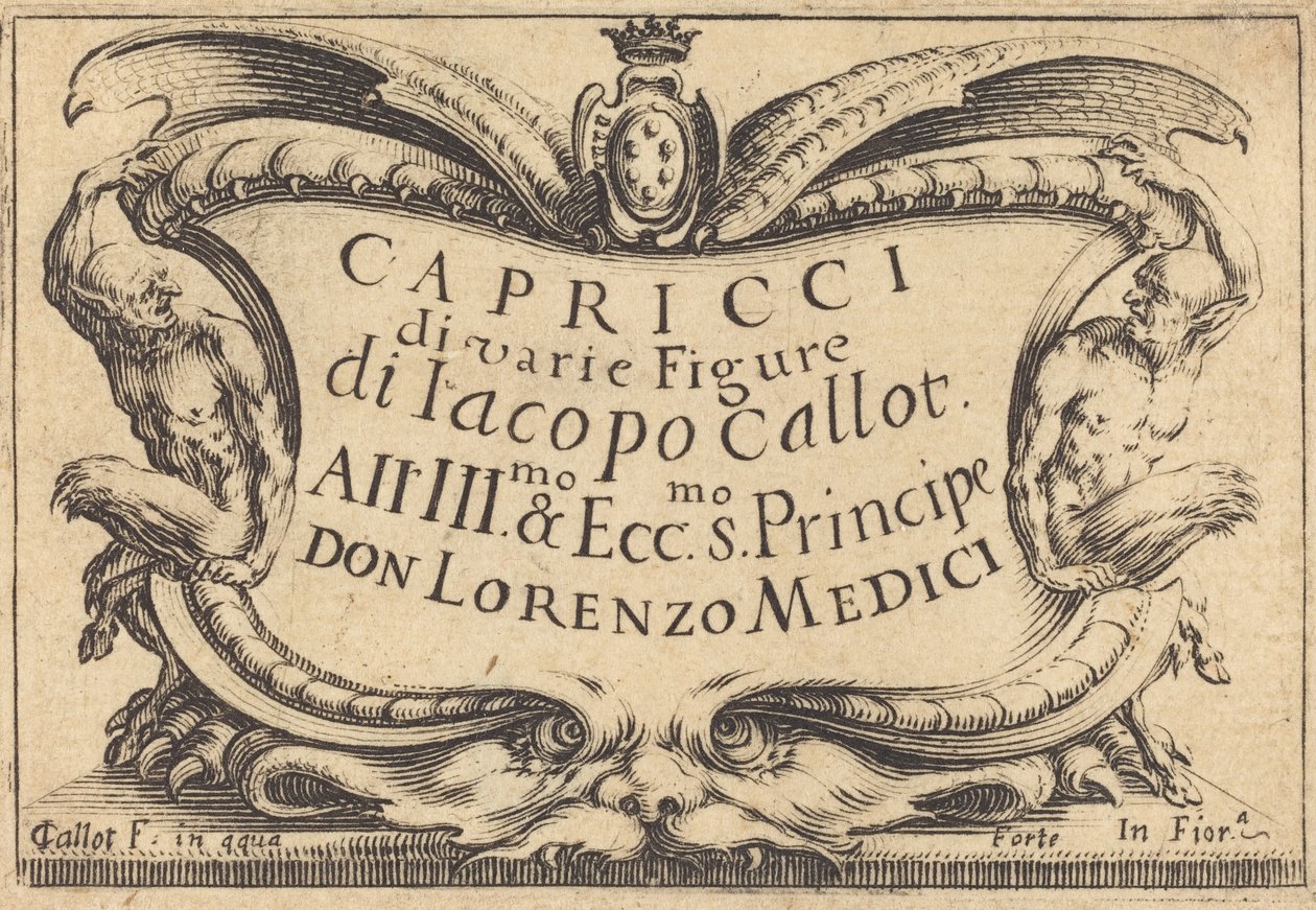 Page de titre pour "Les Capricci" - Jacques Callot