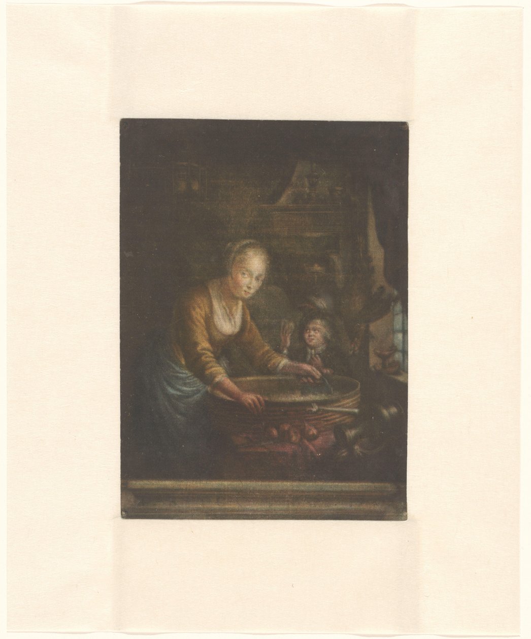 Jeune femme coupant des oignons - Jacques Fabien Gautier Dagoty (attributed to)
