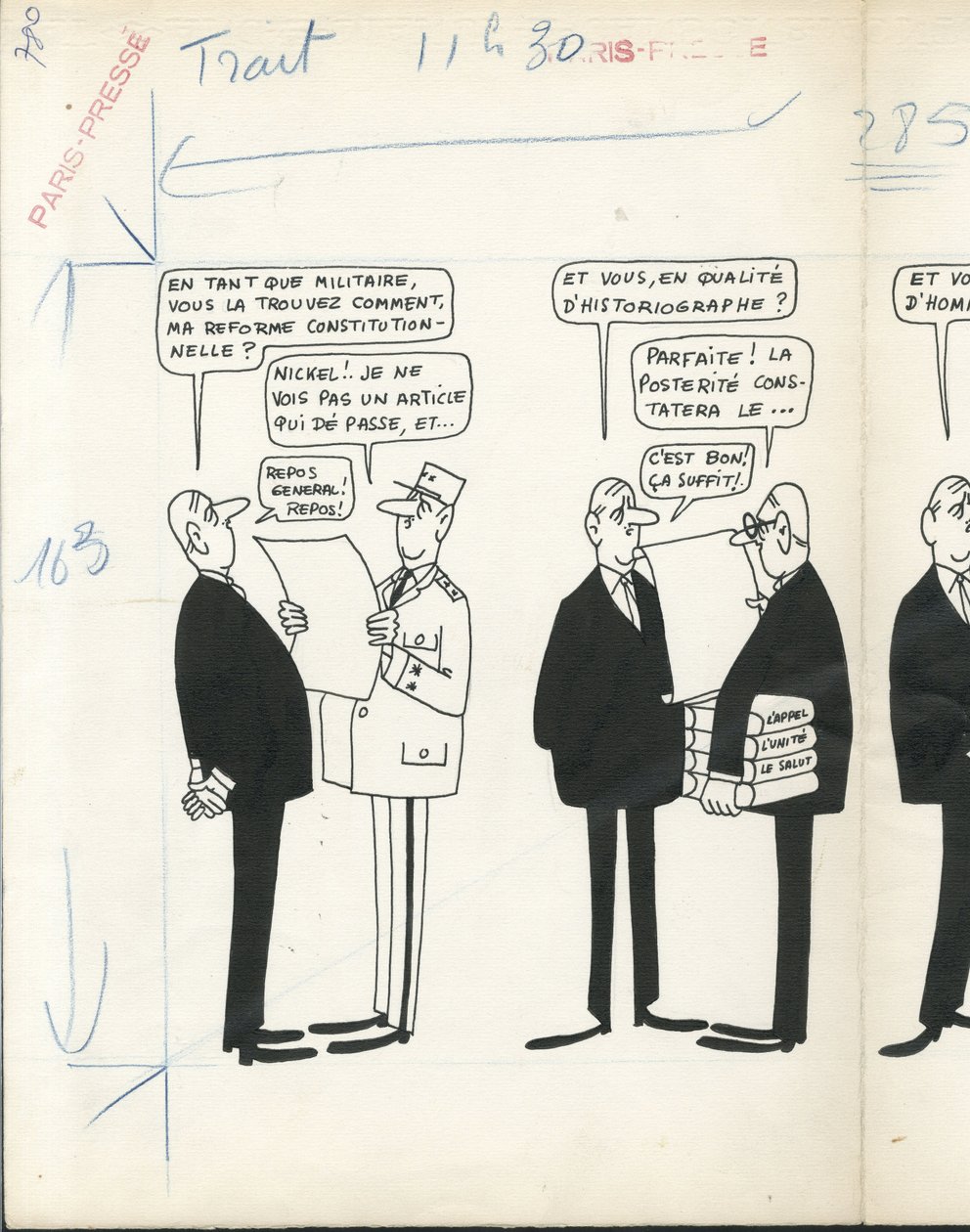 Paris-Presse, Satirique en N  B - Jacques Faizant