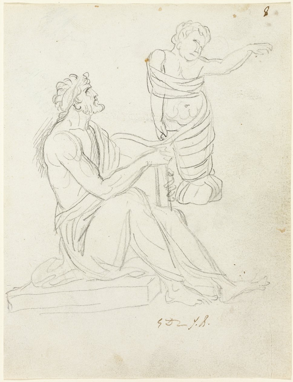 Homme assis et bébé emmailloté - Jacques Louis David