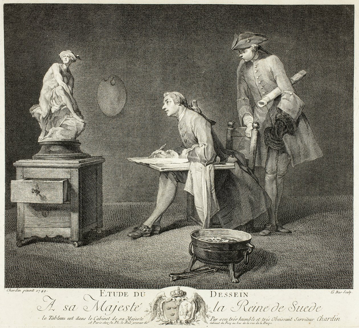 La Leçon de dessin - Jacques Philippe Le Bas
