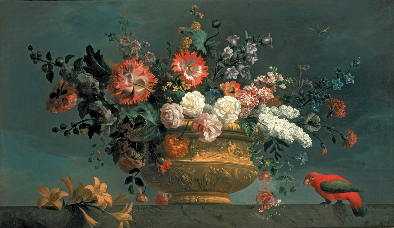 Pièce florale avec perroquet - Jakob Bogdani or Bogdany