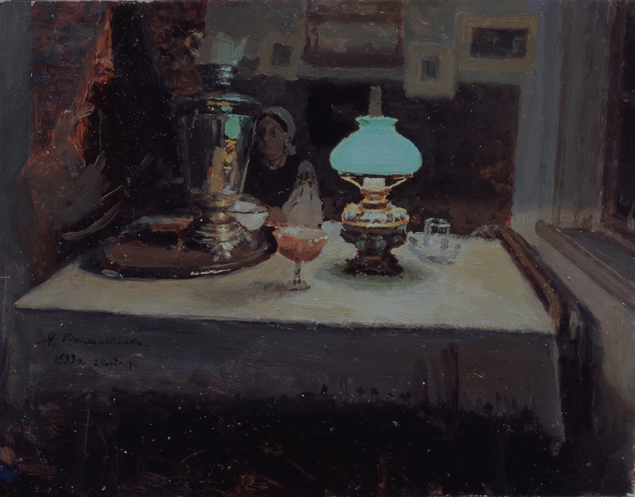 Au samovar, 1899 - Jakov Jakovlevich Kalinichenko