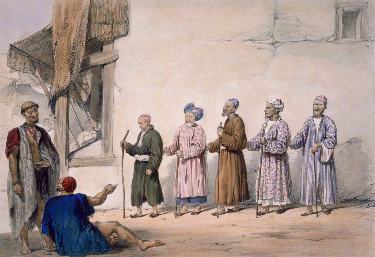 Une chaîne de mendiants aveugles, Caboul, 1843 - James Atkinson
