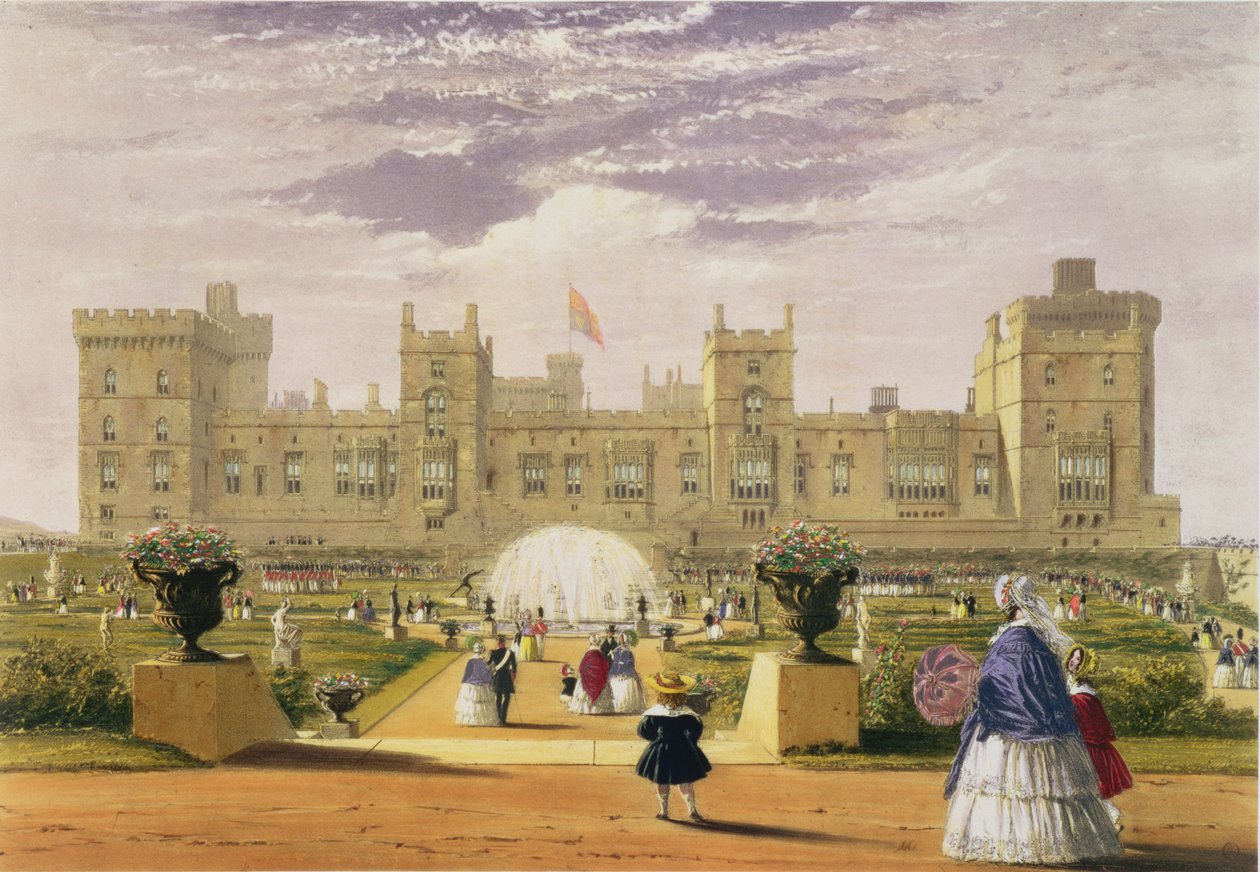 Vue Est du Château et du Jardin, Château de Windsor, 1838 - James Baker Pyne