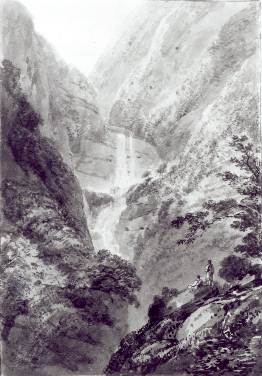La Cascade de Minzapeezo, aquarelle par Samuel Davies d