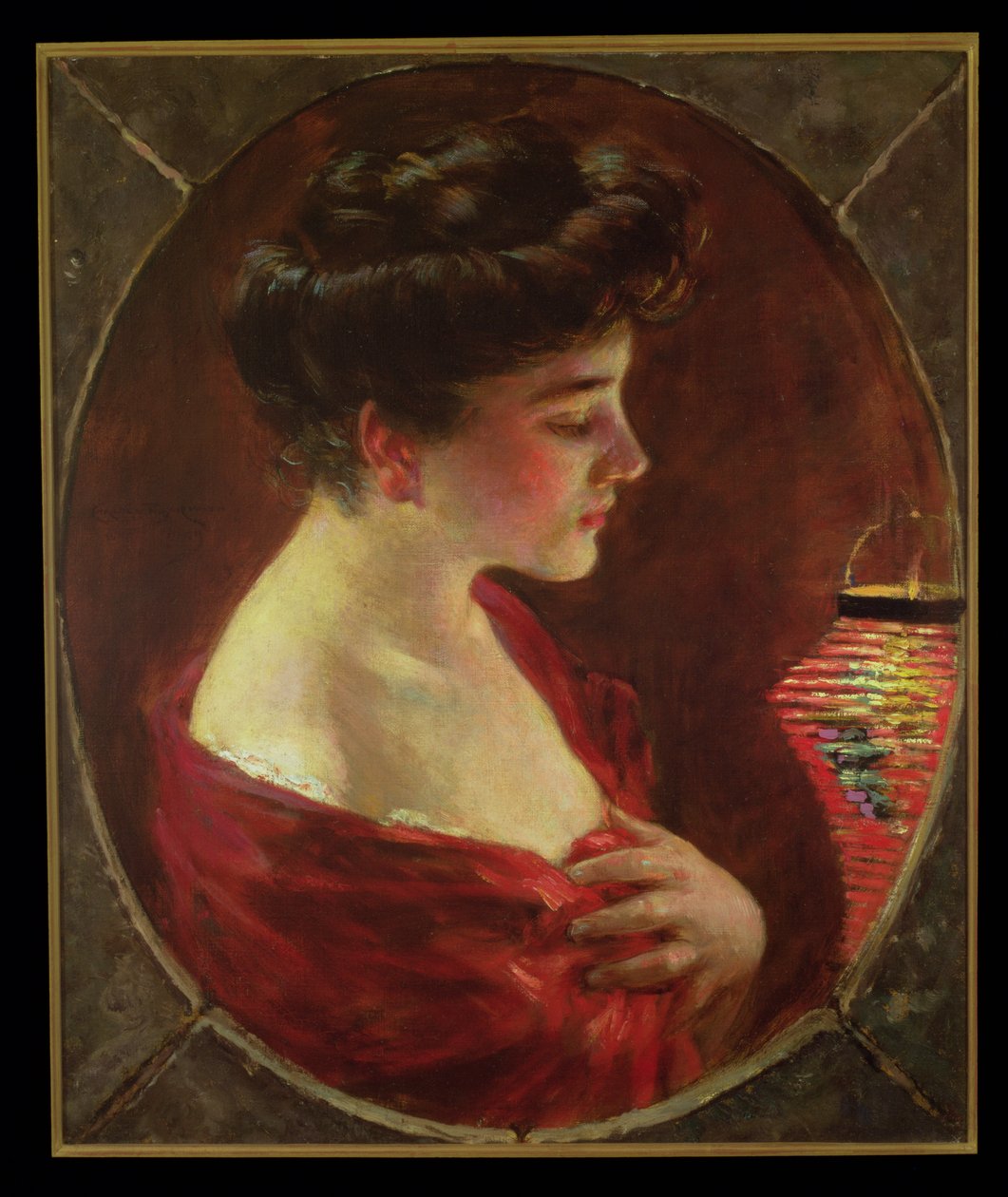 Femme avec lanterne japonaise - James Carroll Beckwith