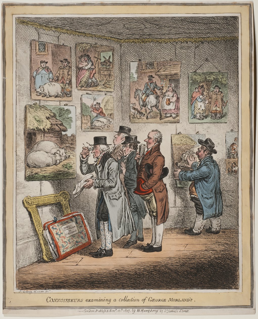 Connaisseurs examinant une collection de George Morland - James Gillray