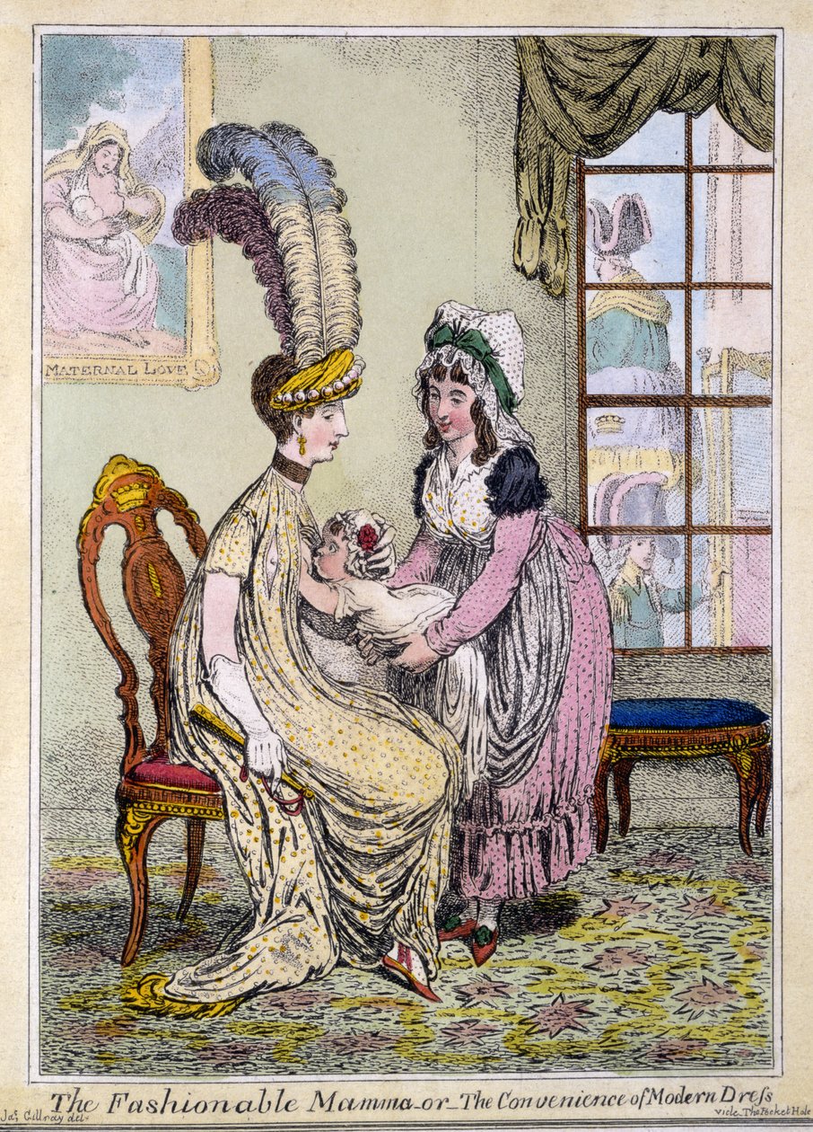 La maman à la mode, ou la commodité de la robe moderne, pub. Londres en 1796 - James Gillray