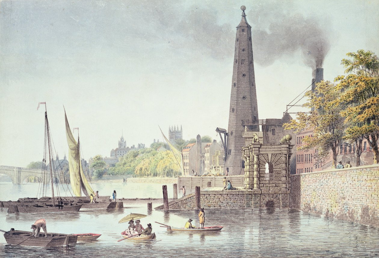 Bâtiments de York, vue vers Westminster, avec une vue de la tour d