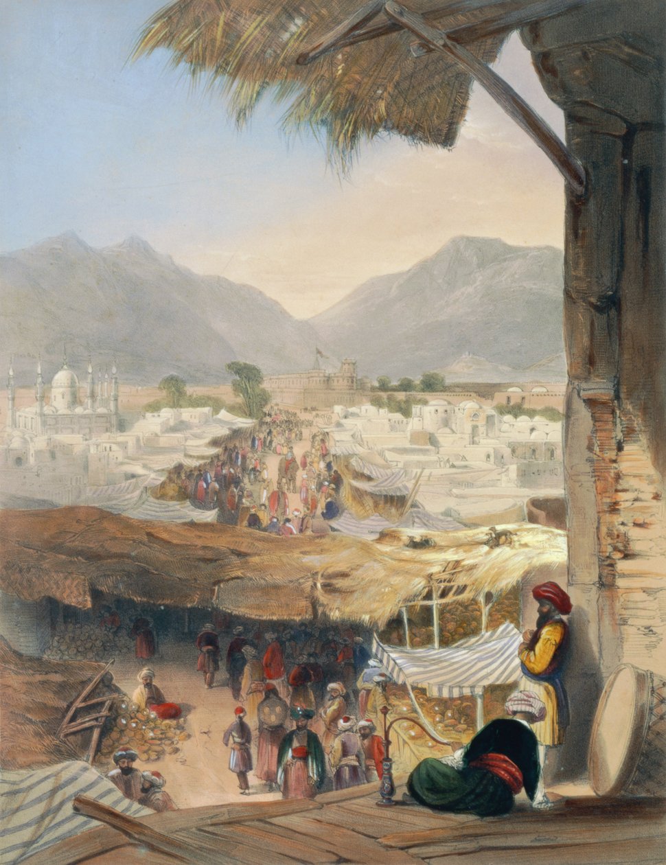Ville de Kandahar, son bazar principal et sa citadelle, vue depuis le Nakarra Khauneh, ou Salle de la Bande Royale, planche 28 de 