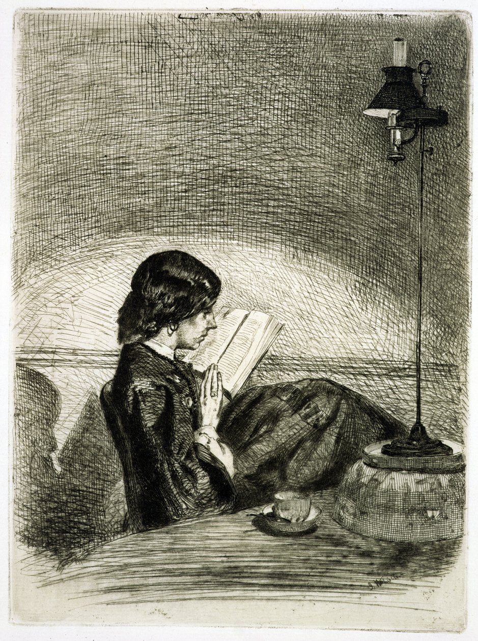 Lecture à la lumière de la lampe, 1858 - James Abbott McNeill Whistler