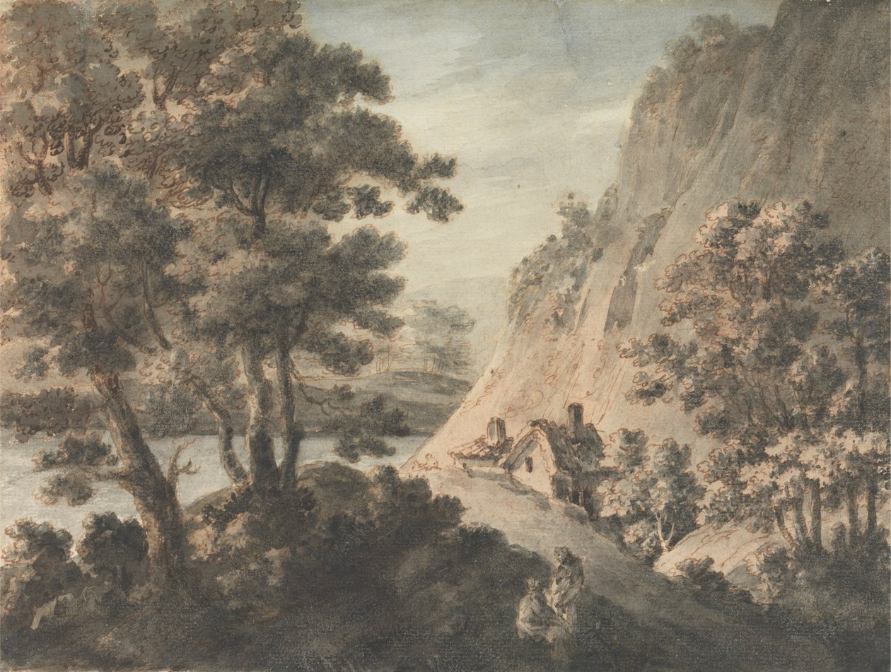Paysage avec rivière et personnages - James Adam