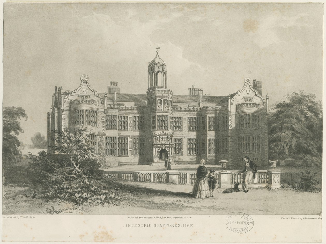 Ingestre Hall : lithographie - James Astbury Hammersley
