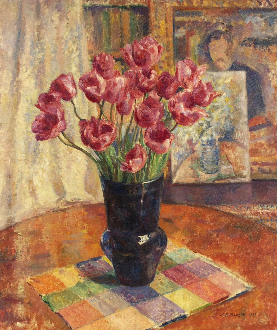 Tulipes dans un bol bleu - James Bolivar Manson
