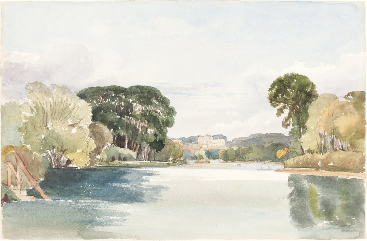 Scène de rivière avec château lointain - James Bulwer