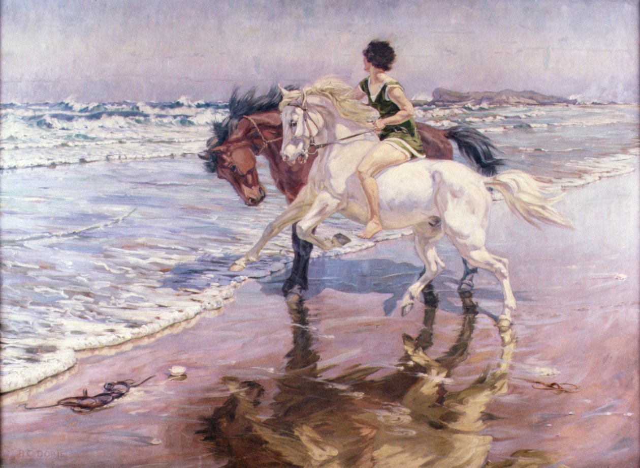 Balade à cheval sur la plage - James Dobie