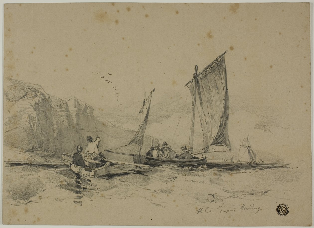 Bateaux de pêche près des falaises - James Duffield Harding