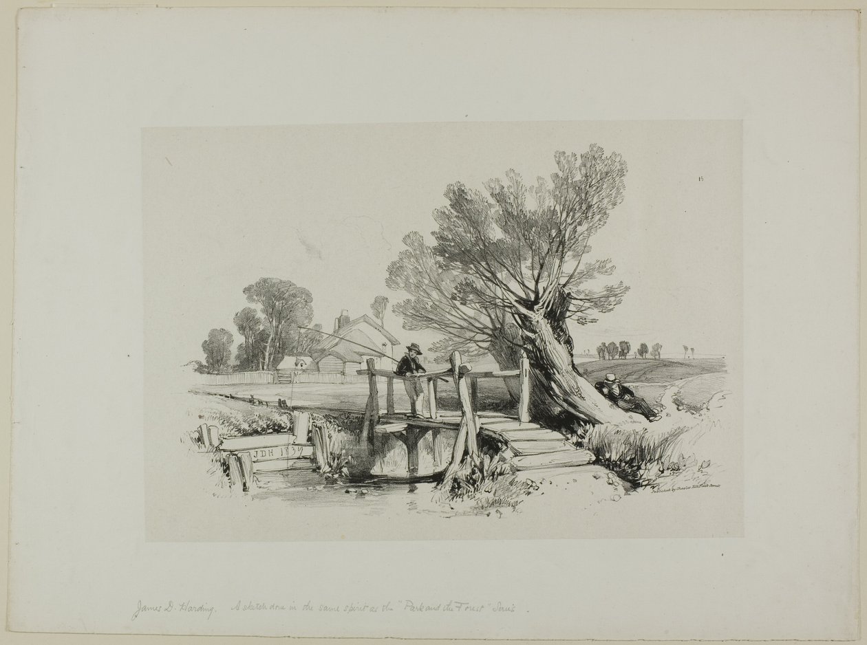 Paysage avec garçon pêchant - James Duffield Harding