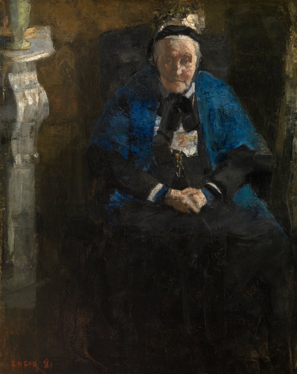 Dame avec écharpe bleue - James Ensor
