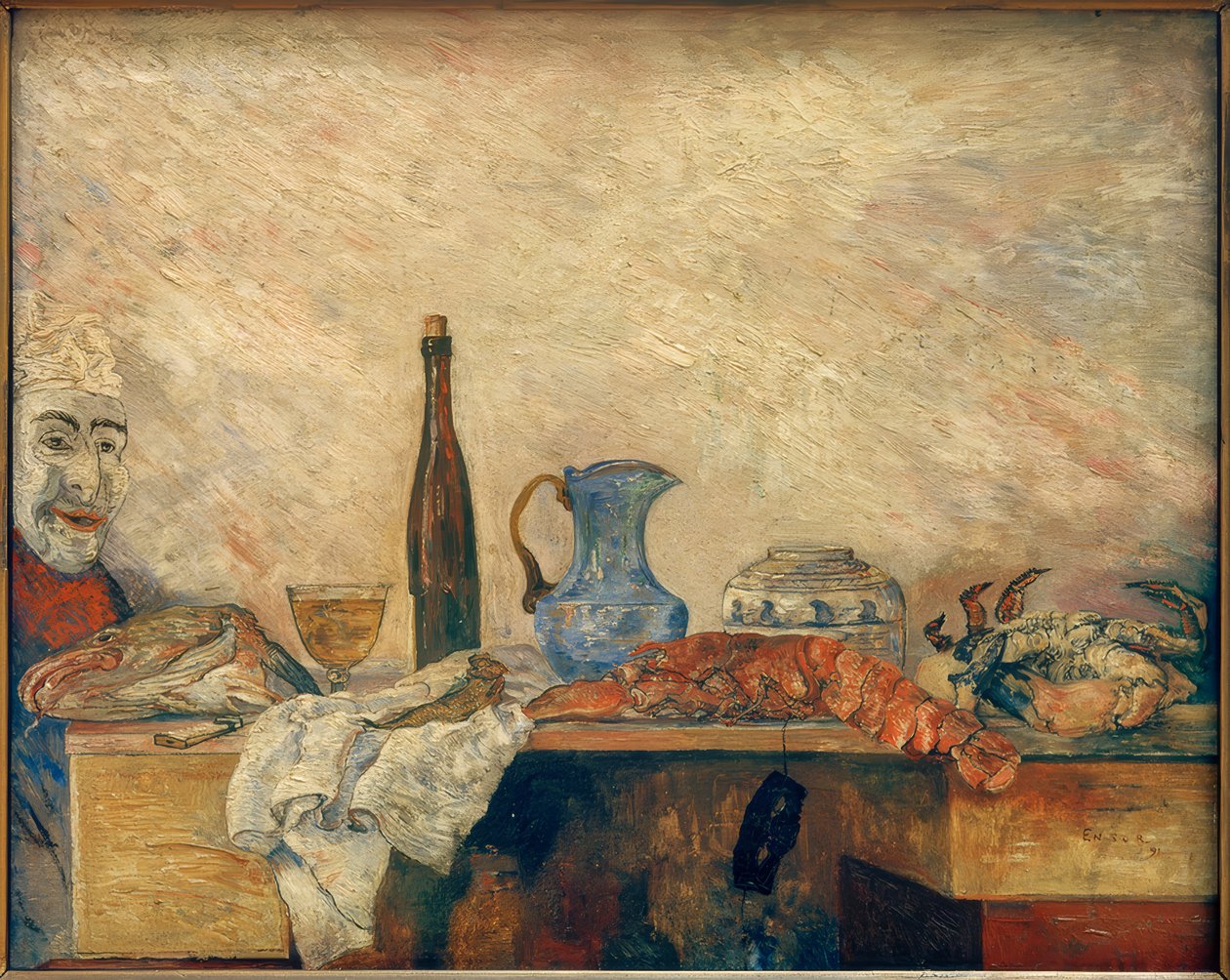 Masque regardant des crustacés - James Sidney Ensor