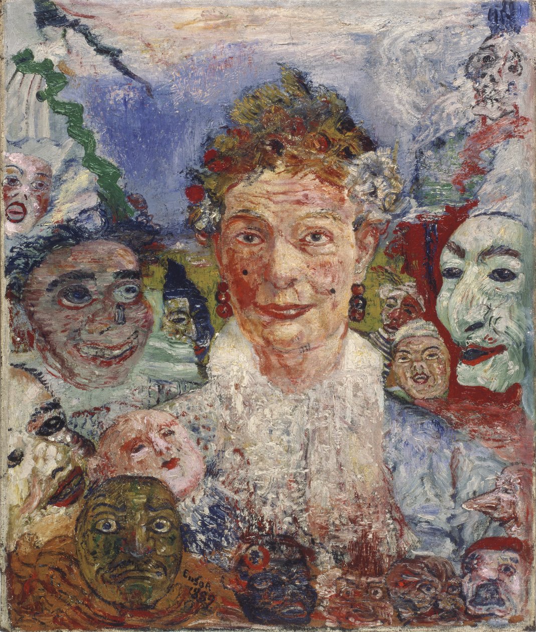 Vieille dame avec des masques - James Ensor