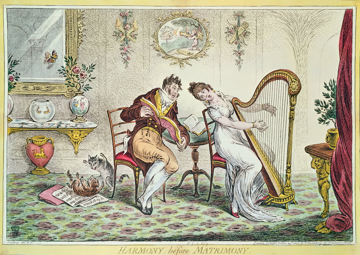 Harmonie avant le mariage, 1805 (gravure en couleur) - James Gillray