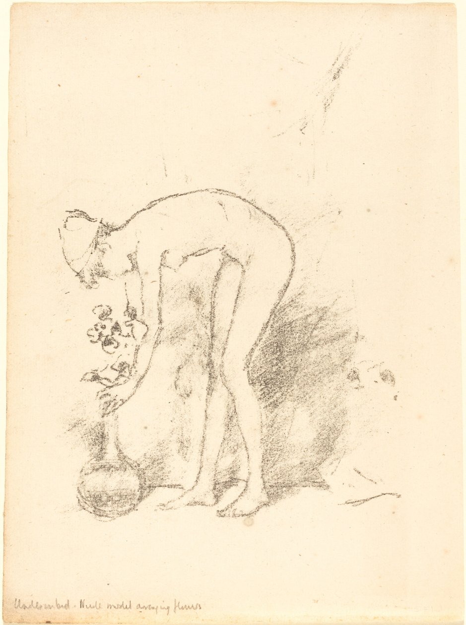 Un Modèle Nu Arrangeant des Fleurs - James Abbott McNeill Whistler