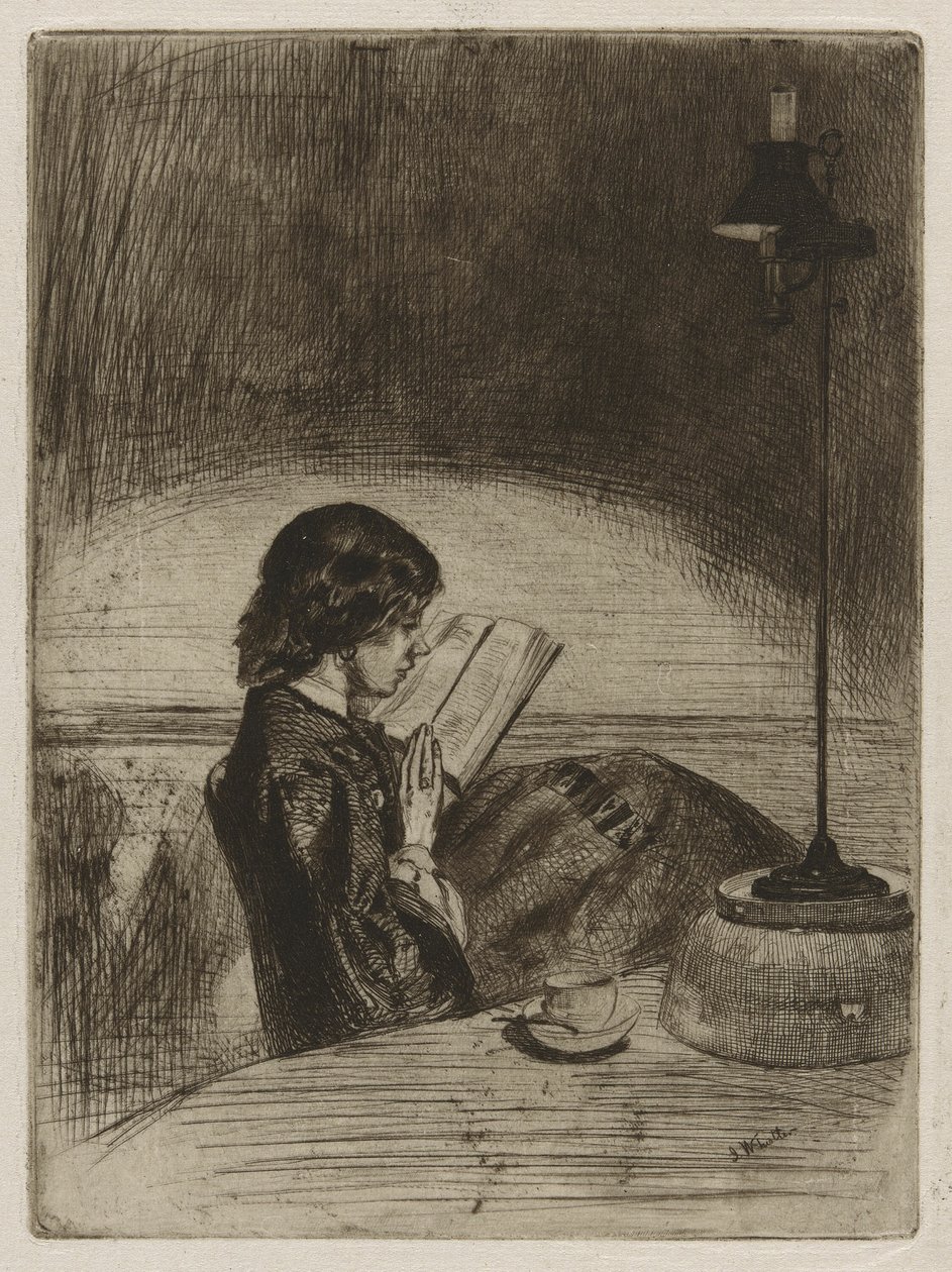 Lecture à la lumière de la lampe - James Abbott McNeill Whistler