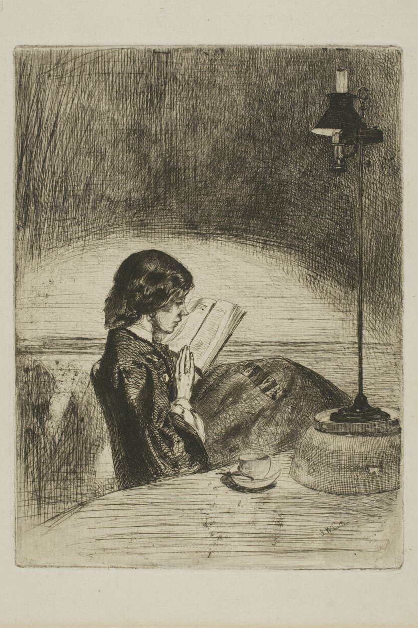 Lecture à la lumière de la lampe - James Abbott McNeill Whistler