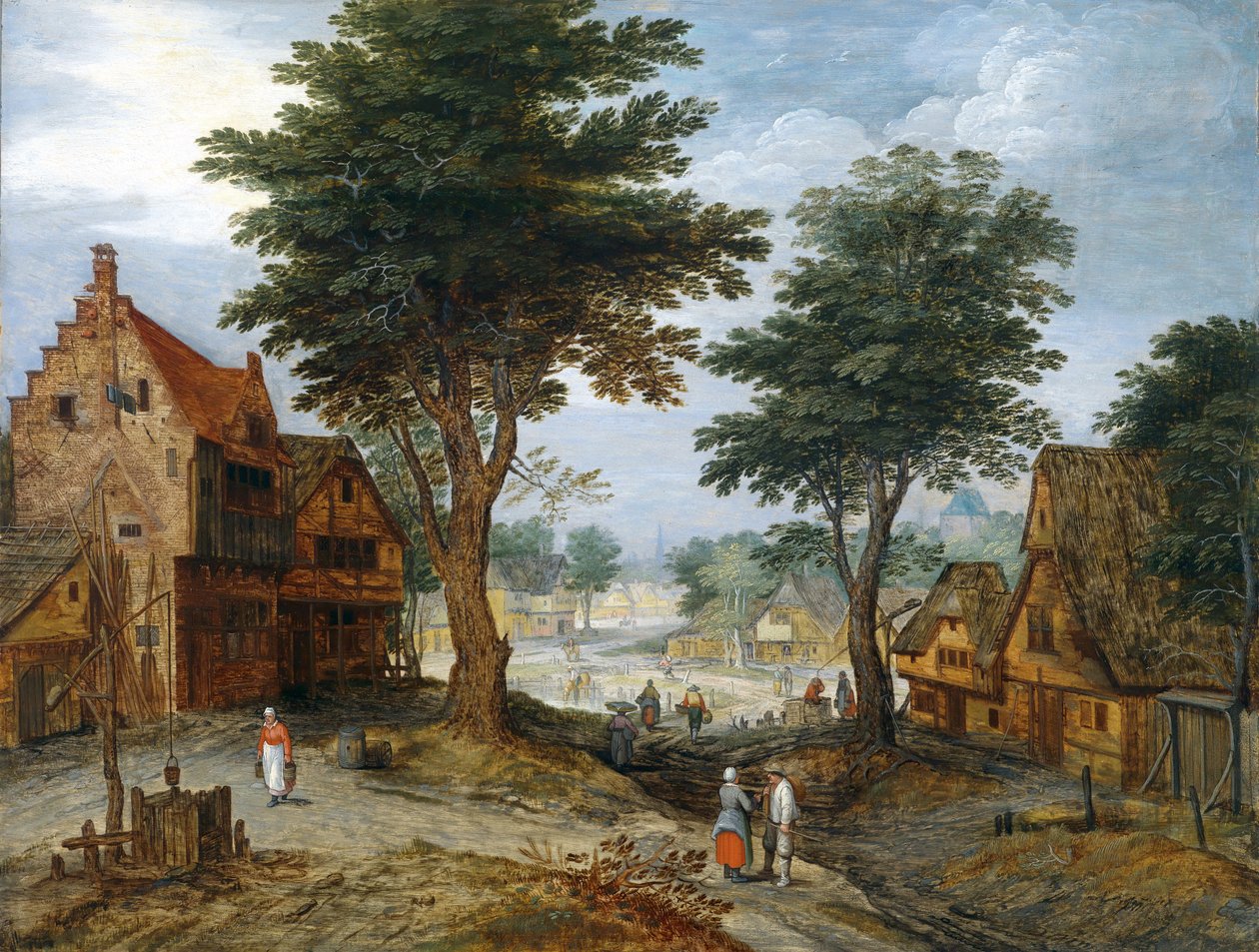 Village animé avec des arbres - Jan Brueghel the Younger