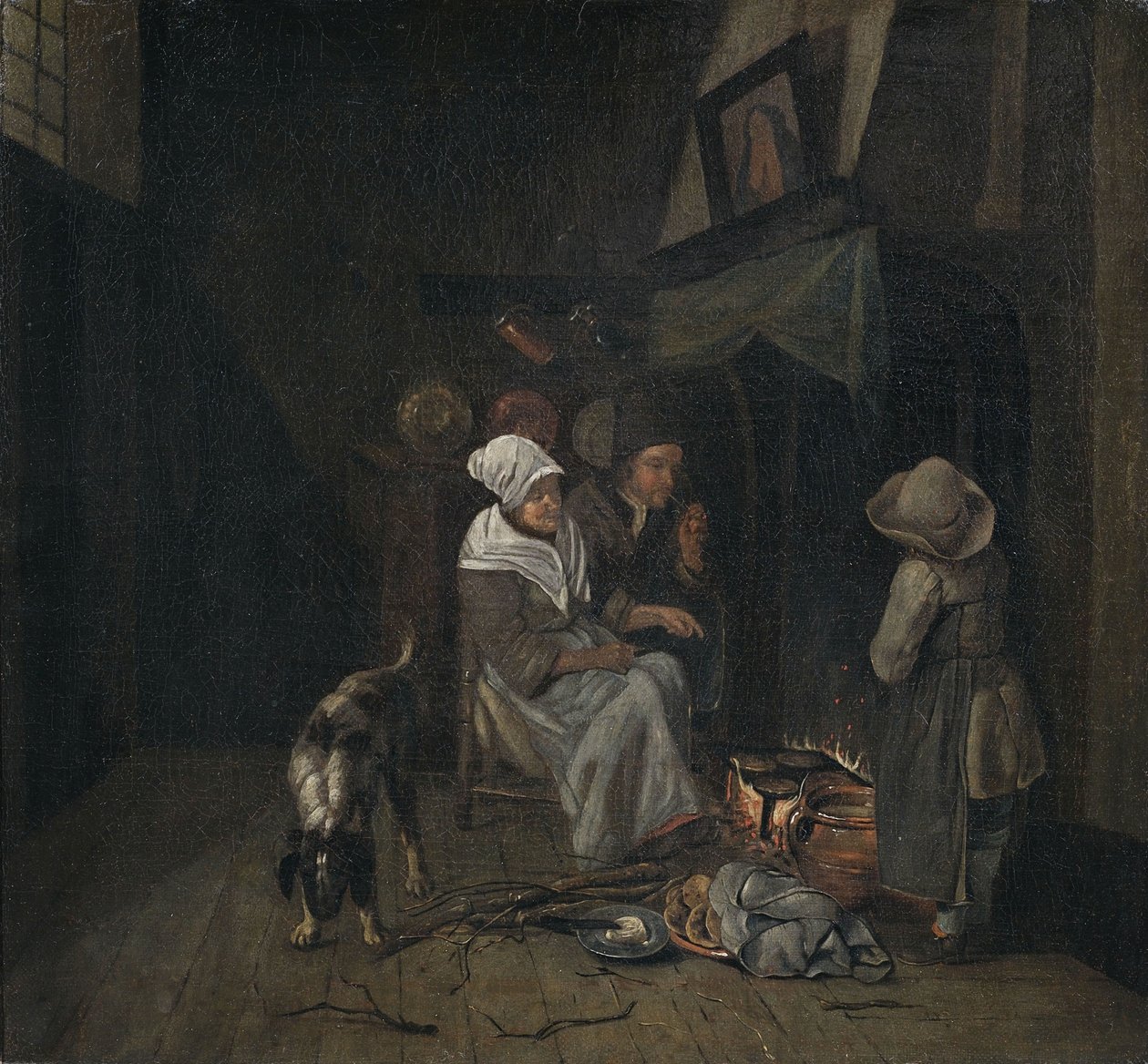 Intérieur de cuisine avec une famille réunie pour faire des crêpes - Jan Josef the Elder Horemans