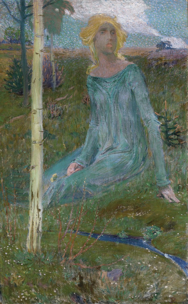 Jeune fille assise dans un paysage - Jan Preisler