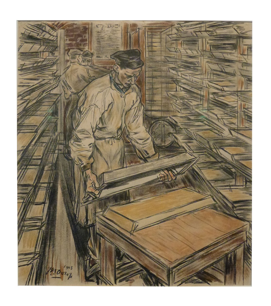 Koekenkamer 1 des 12 lithographies de Toorop sur la fabrication des bougies - Jan Toorop