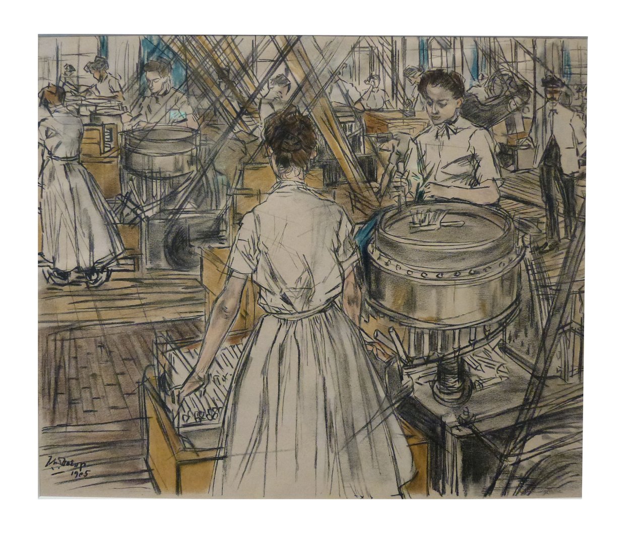 Rogneerkamer, 1 des 12 lithographies réalisées par Toorop sur la fabrication des bougies - Jan Toorop