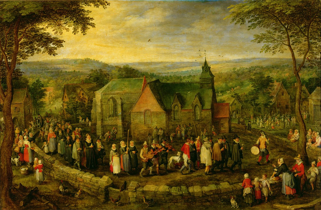 Vie à la campagne avec une scène de mariage - Jan the Elder Brueghel
