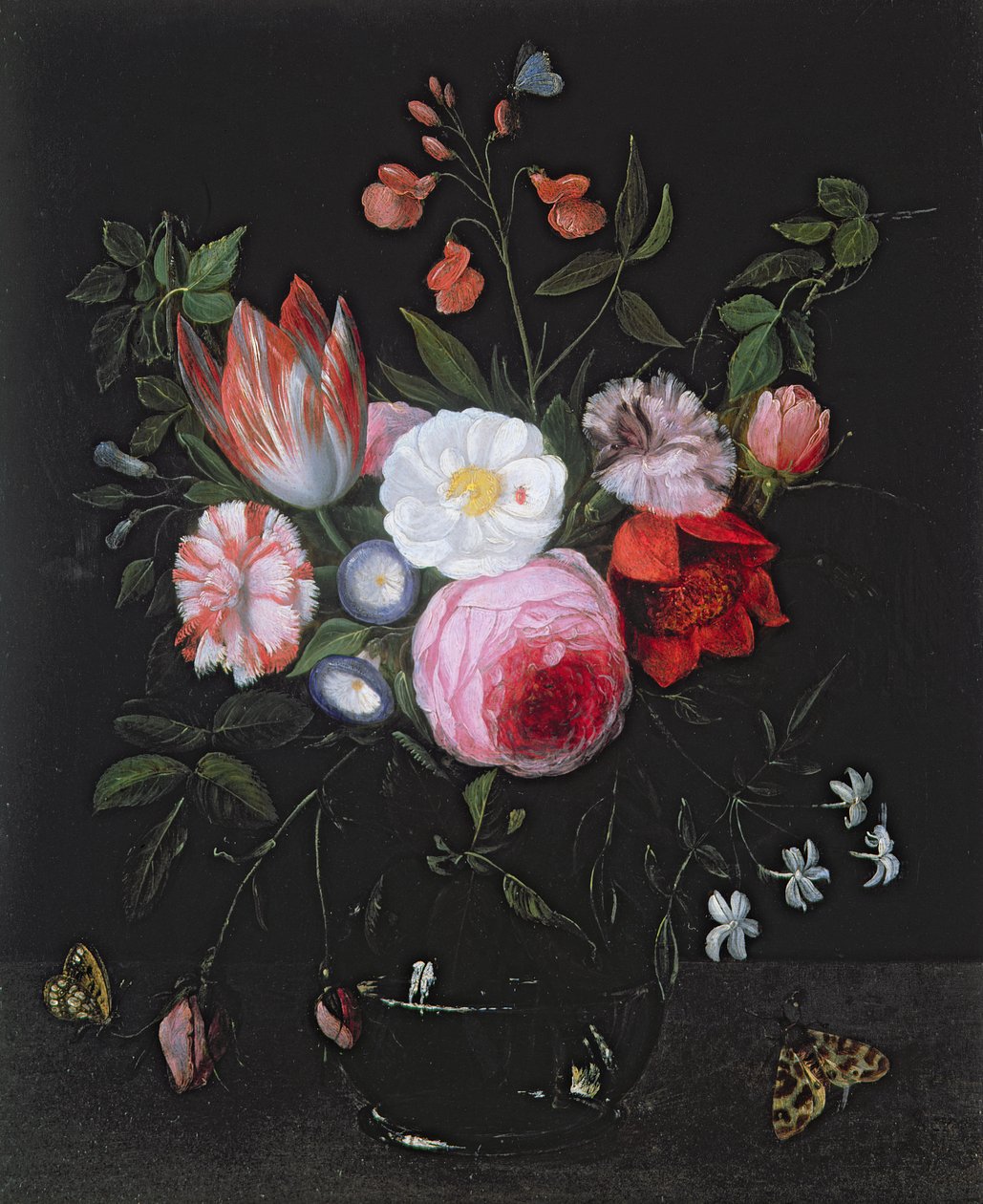 Fleurs de printemps dans un vase en verre, 17ème siècle - Jan van Kessel the Elder