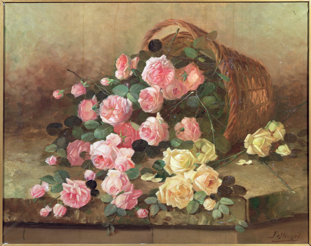Roses dans un panier - Jan van Steensel