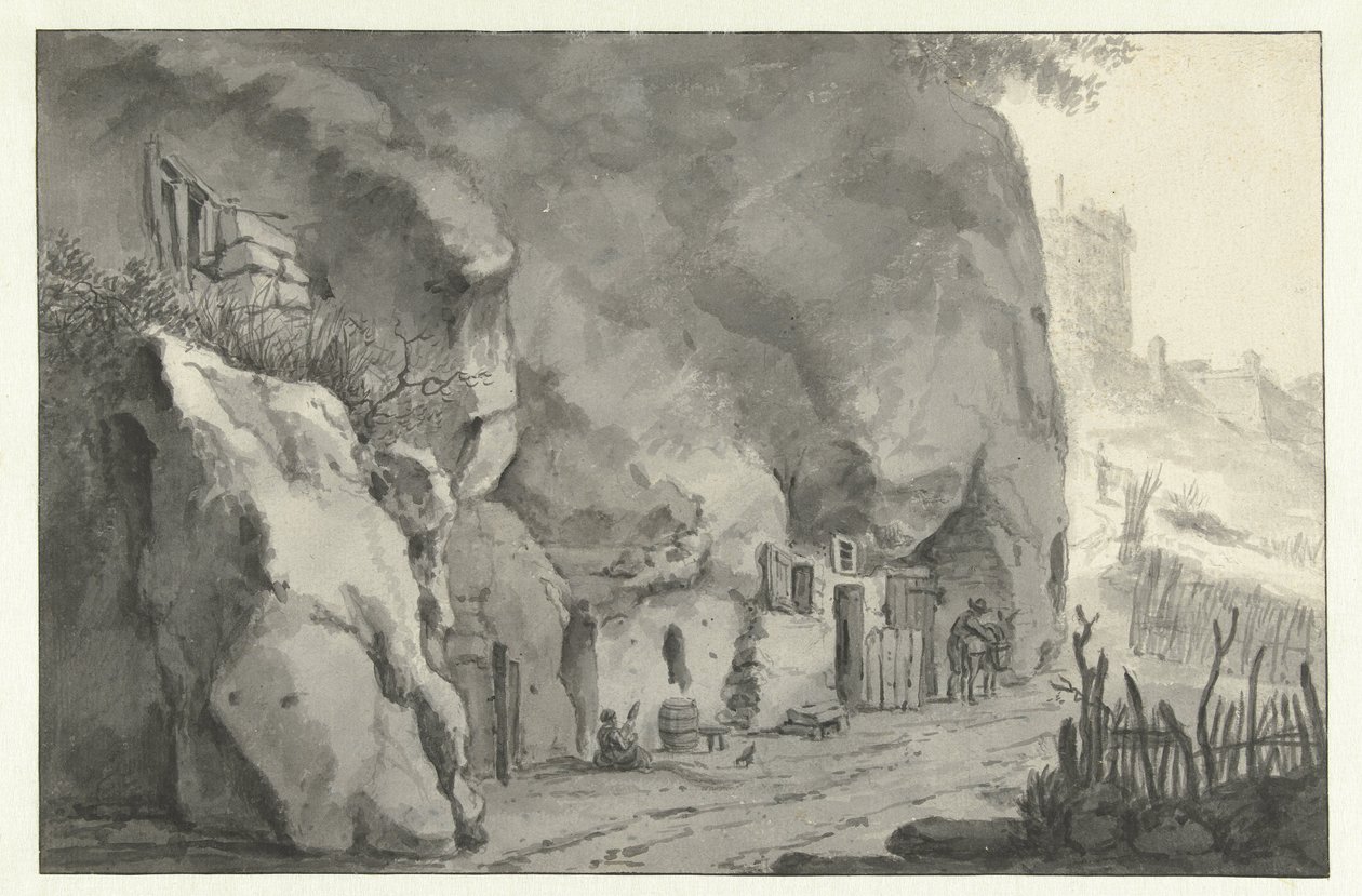 Habitations troglodytes sur la Loire - Jan Asselijn (attributed to)