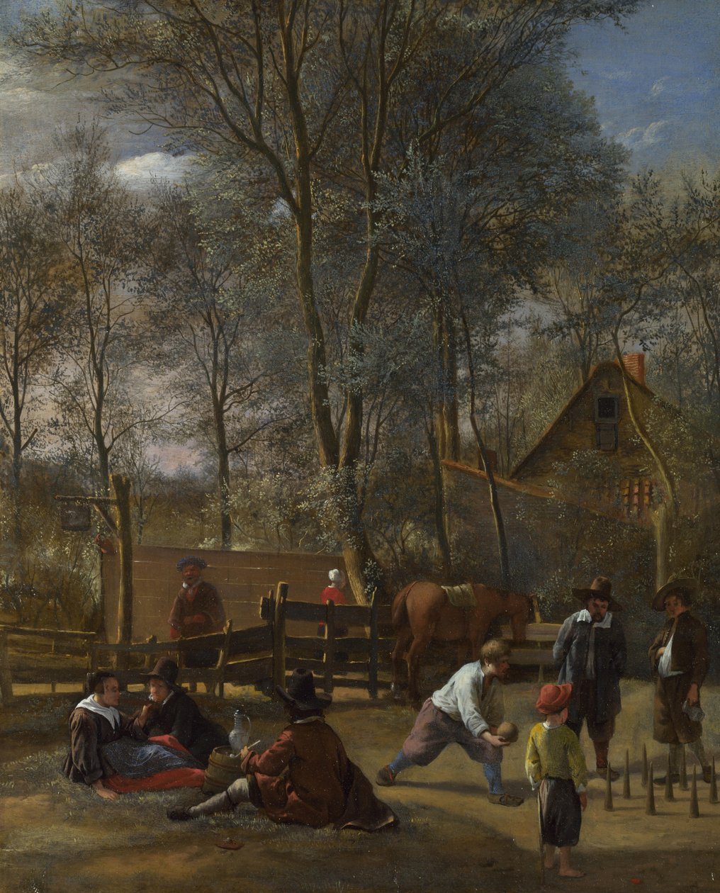 Joueurs de quilles devant une auberge, c.1660-63 - Jan Havickszoon Steen
