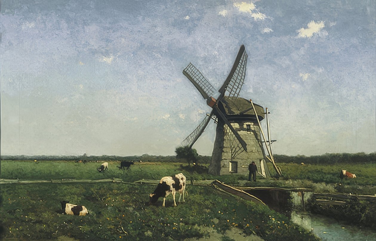 Paysage avec moulin à vent près de Schiedam - Jan Hendrik Weissenbruch
