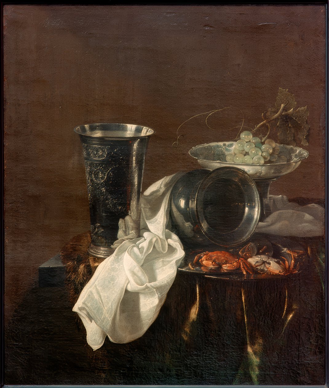 Nature morte de banquet avec une coupe en argent, cruche renversée - Jan Jansz. Treck
