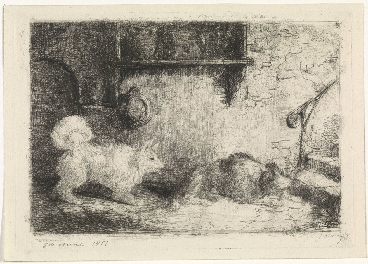 Deux chiens - Jan Karel Jacob de Jonge
