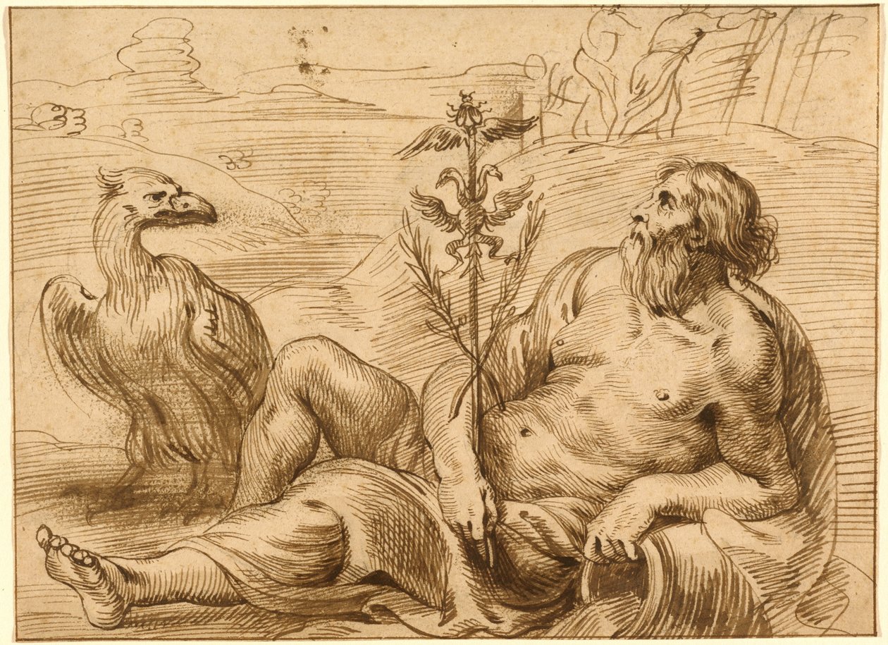 Dieu de la rivière avec un aigle - Jan Lievens